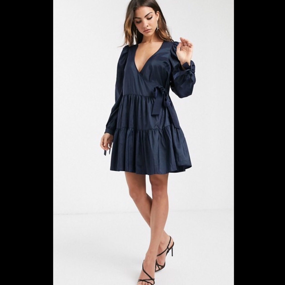 NWT ASOS Design Wrap Navy Dress